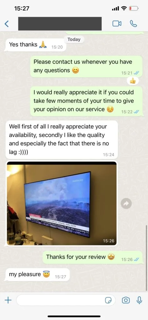 WhatsApp customer feedback screenshot 2 for edgetv